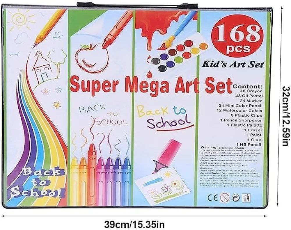 168-Piece Coloring Set for Kids – Art Kit with Markers, Crayons, Pencils & More