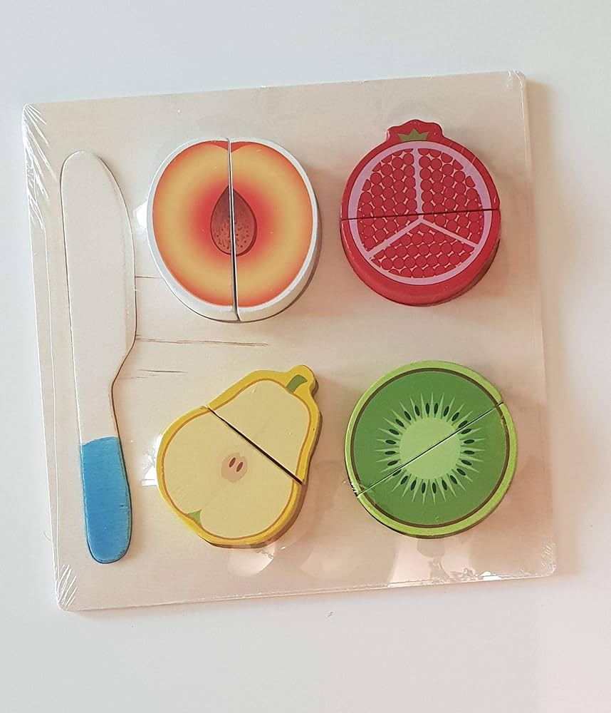 Kids’ Wooden Kitchen Toy – Cut & Learn Fruits & Vegetables