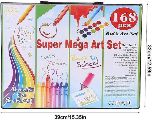 168-Piece Coloring Set for Kids – Art Kit with Markers, Crayons, Pencils & More