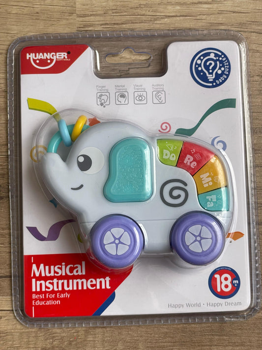Musical Elephant Piano Toy with Wheels